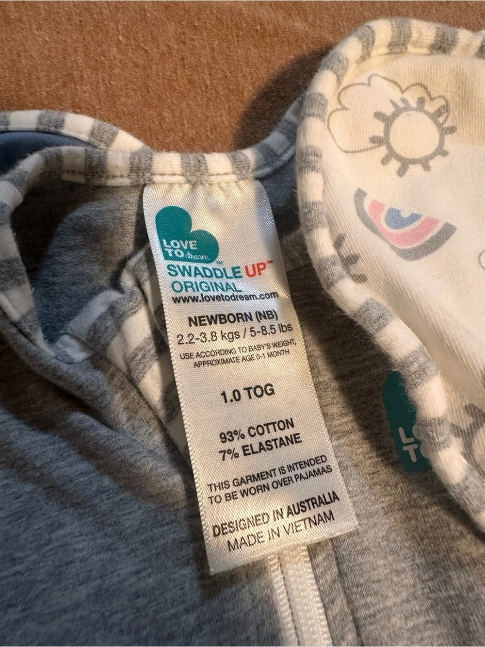 3-Pack Baby Love to dream Sleep Sacks - Blue, Gray & White Rainbow Print